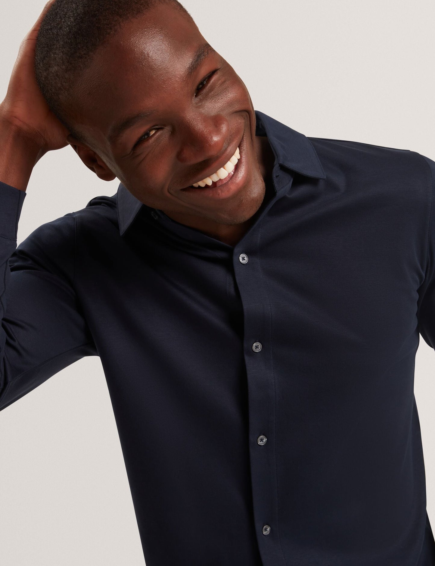 Ted Baker QUILLON Soft Touch Jersey Long Sleeve Shirt NAVY