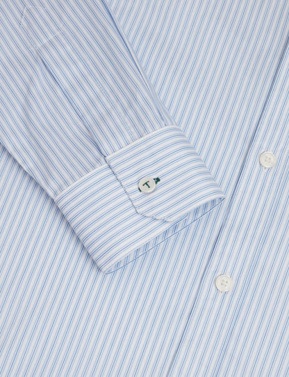 Ted Baker SOHOE Striped Cotton Long Sleeve Shirt LIGHT BLUE