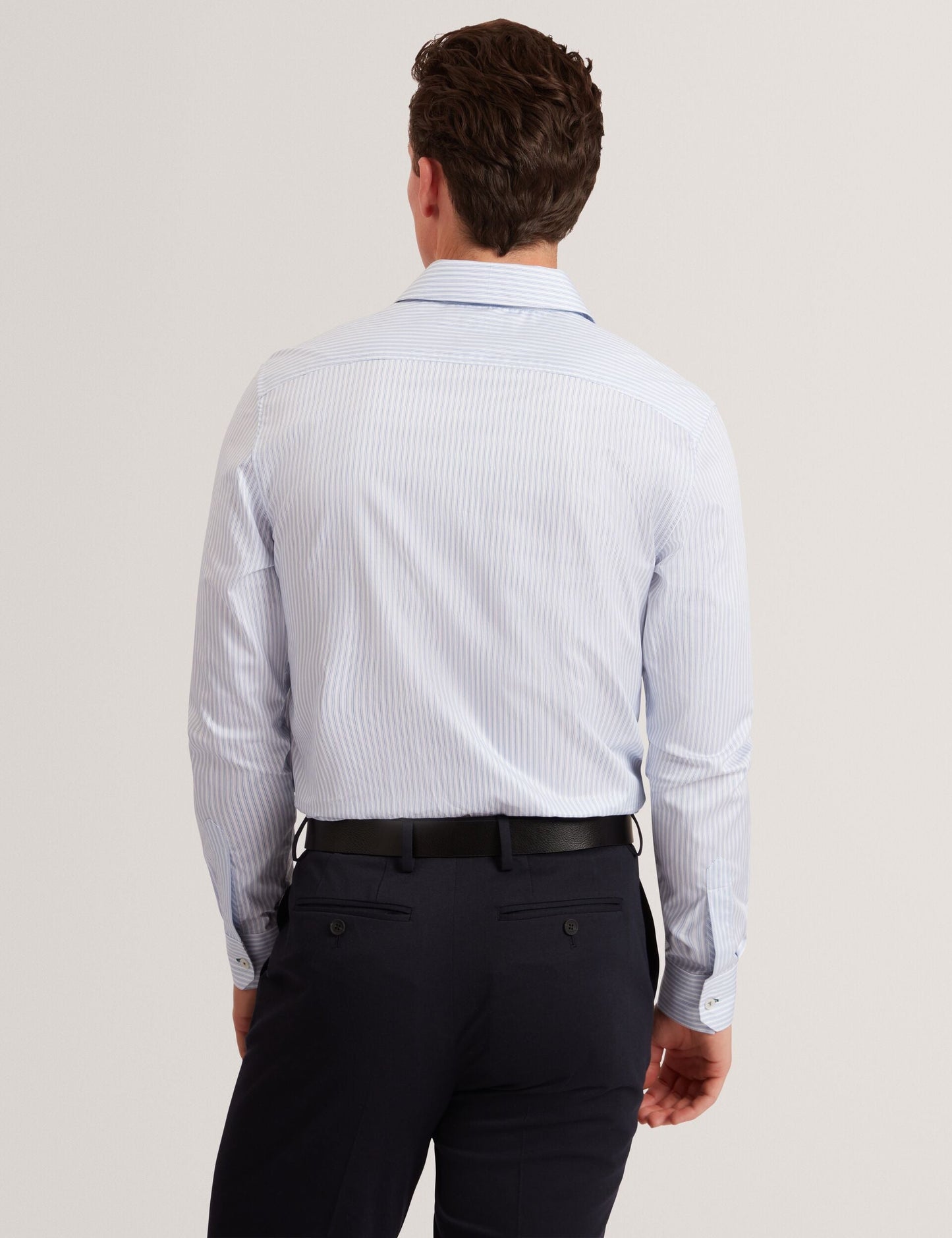 Ted Baker SOHOE Striped Cotton Long Sleeve Shirt LIGHT BLUE