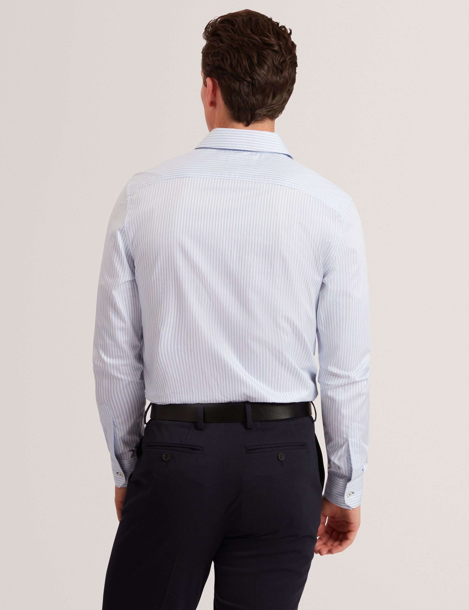 Ted Baker SOHOE Striped Cotton Long Sleeve Shirt LIGHT BLUE