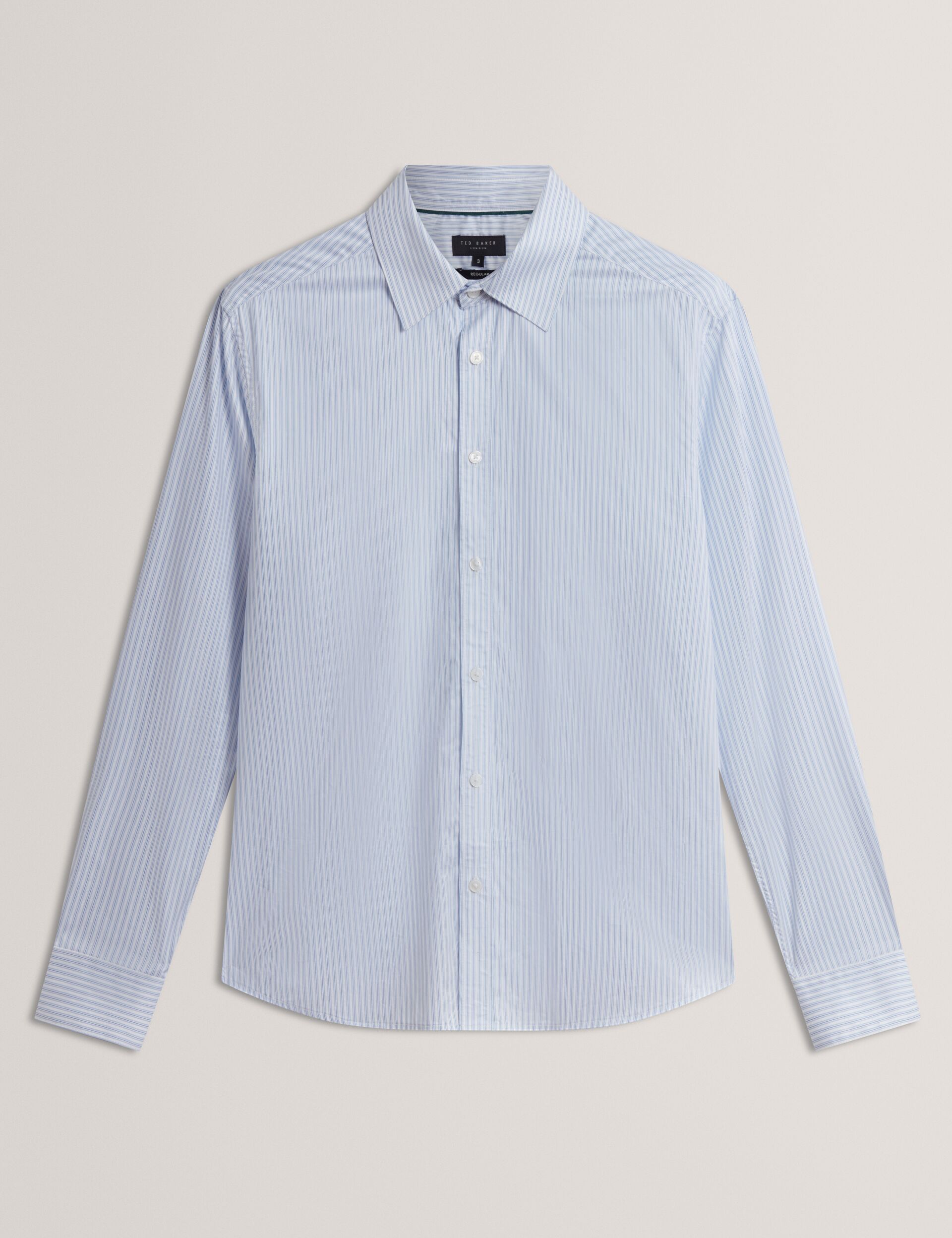 Ted Baker SOHOE Striped Cotton Long Sleeve Shirt LIGHT BLUE
