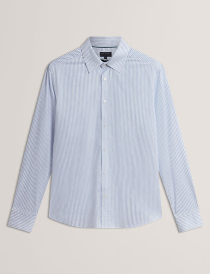 Ted Baker SOHOE Striped Cotton Long Sleeve Shirt LIGHT BLUE