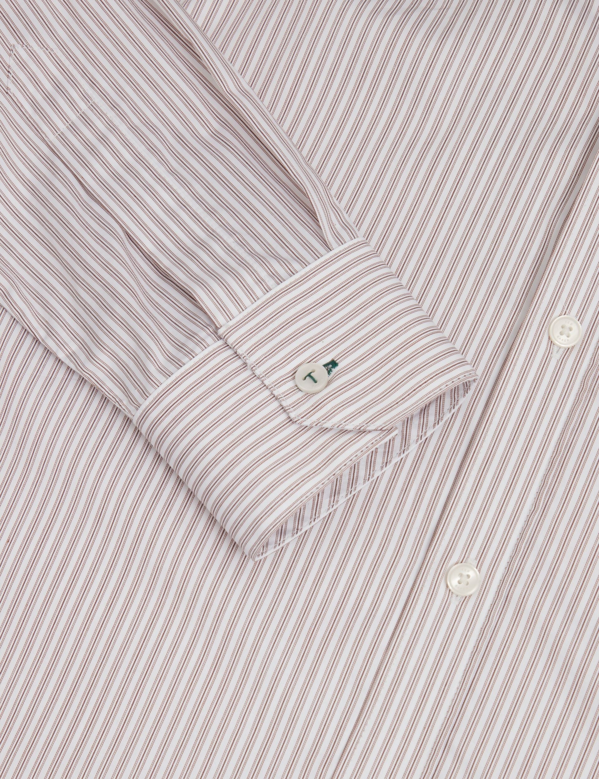 Ted Baker SOHOE Striped Cotton Long Sleeve Shirt TAUPE