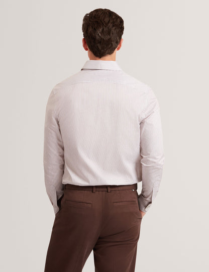 Ted Baker SOHOE Striped Cotton Long Sleeve Shirt TAUPE