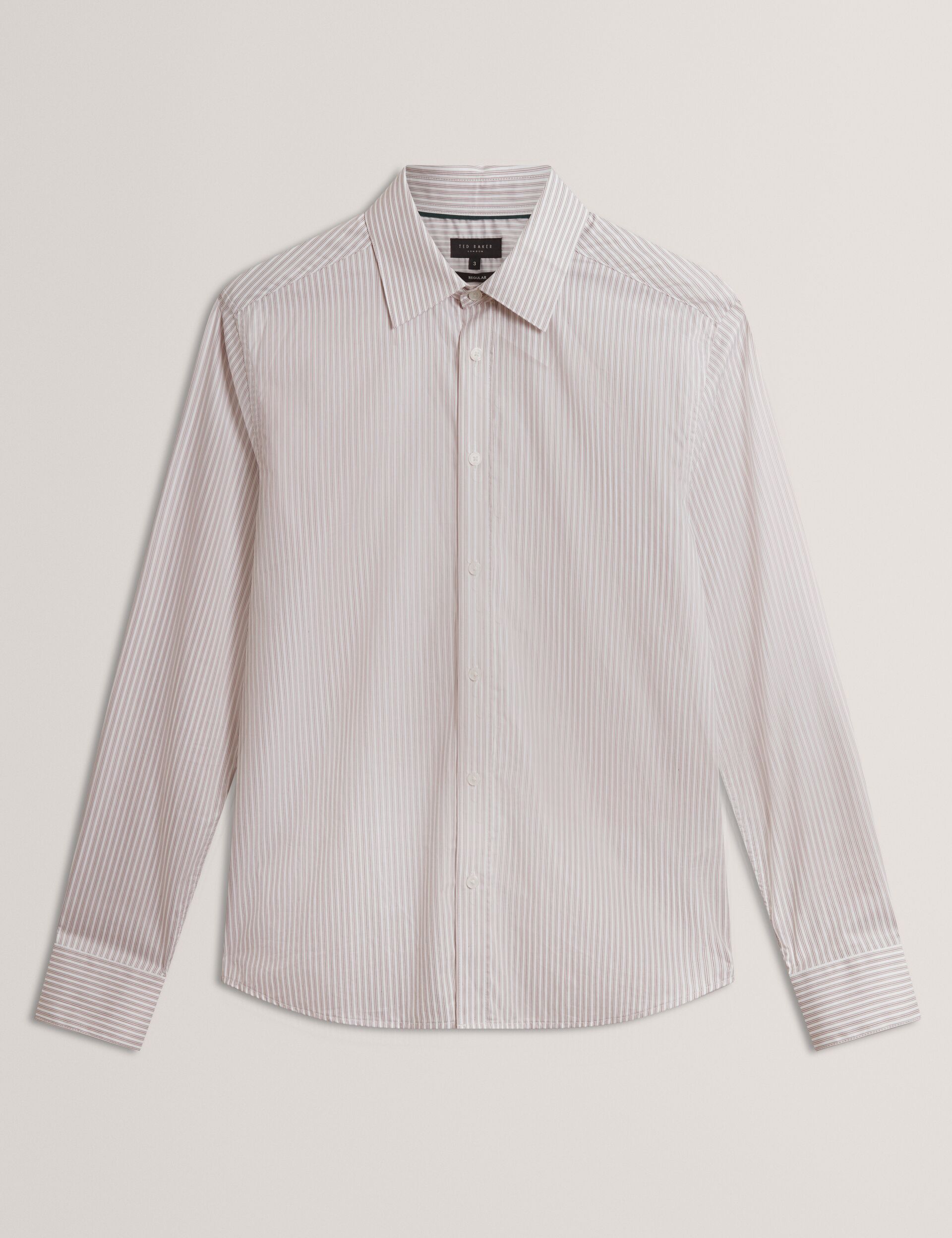 Ted Baker SOHOE Striped Cotton Long Sleeve Shirt TAUPE