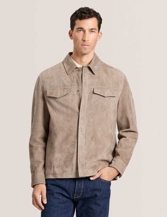 Ted Baker WILBUR - Suede Shirt Jacket TAUPE