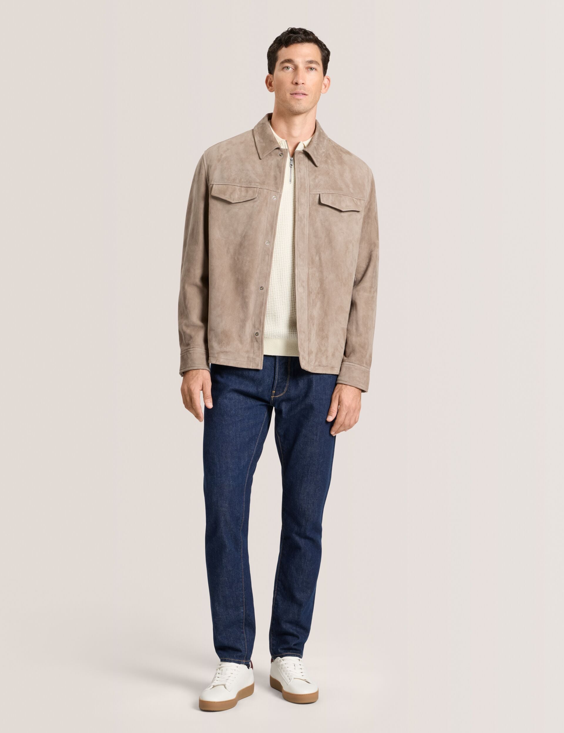 Ted Baker WILBUR - Suede Shirt Jacket TAUPE