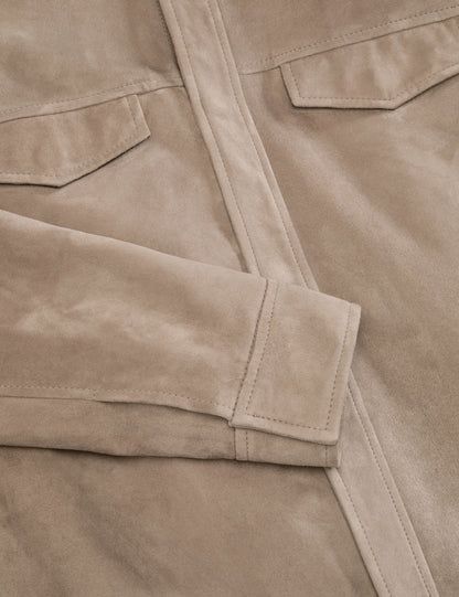Ted Baker WILBUR - Suede Shirt Jacket TAUPE