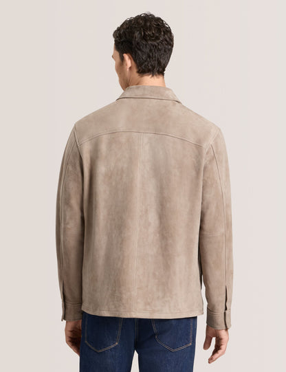Ted Baker WILBUR - Suede Shirt Jacket TAUPE