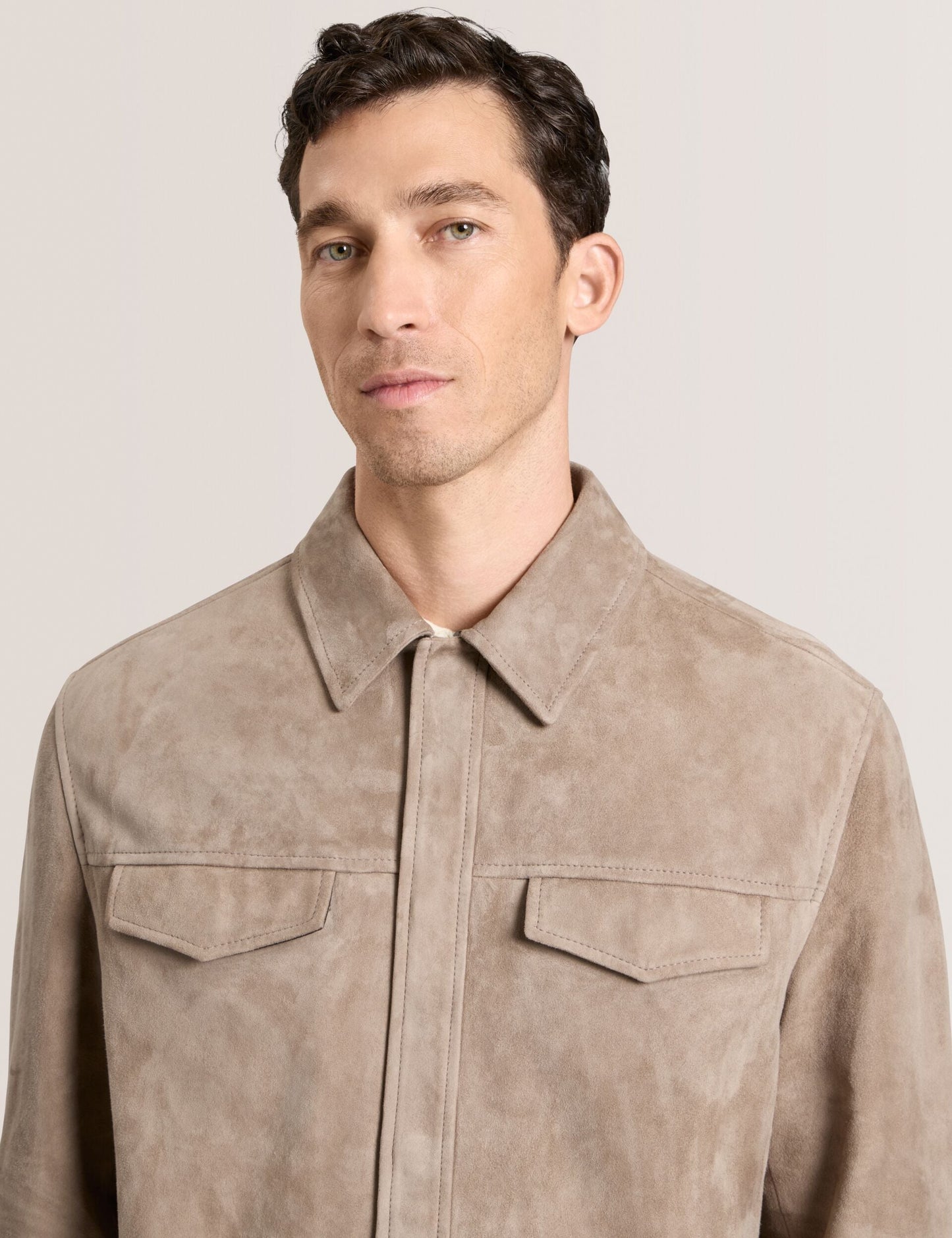 Ted Baker WILBUR - Suede Shirt Jacket TAUPE