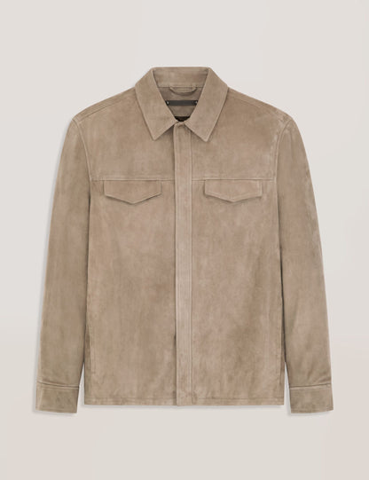 Ted Baker WILBUR - Suede Shirt Jacket TAUPE