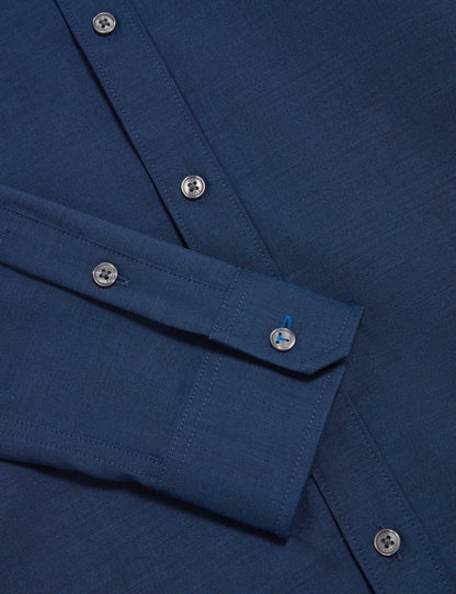 Ted Baker AIRTON Pure Wool Woven Long Sleeve Shirt BLUE