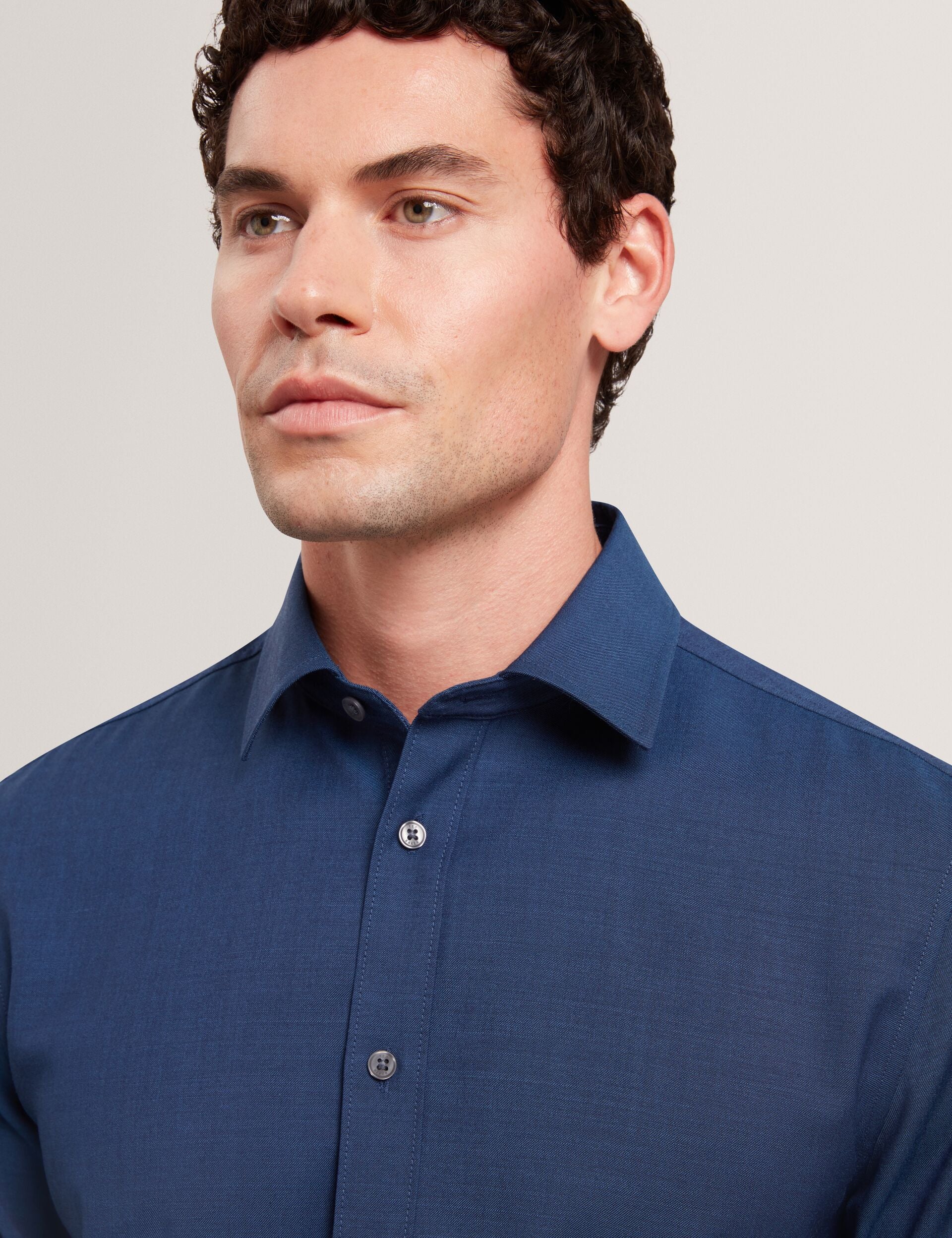 Ted Baker AIRTON Pure Wool Woven Long Sleeve Shirt BLUE