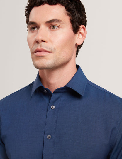Ted Baker AIRTON Pure Wool Woven Long Sleeve Shirt BLUE