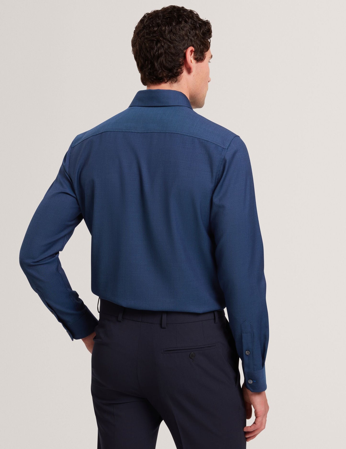 Ted Baker AIRTON Pure Wool Woven Long Sleeve Shirt BLUE