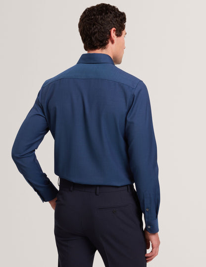 Ted Baker AIRTON Pure Wool Woven Long Sleeve Shirt BLUE