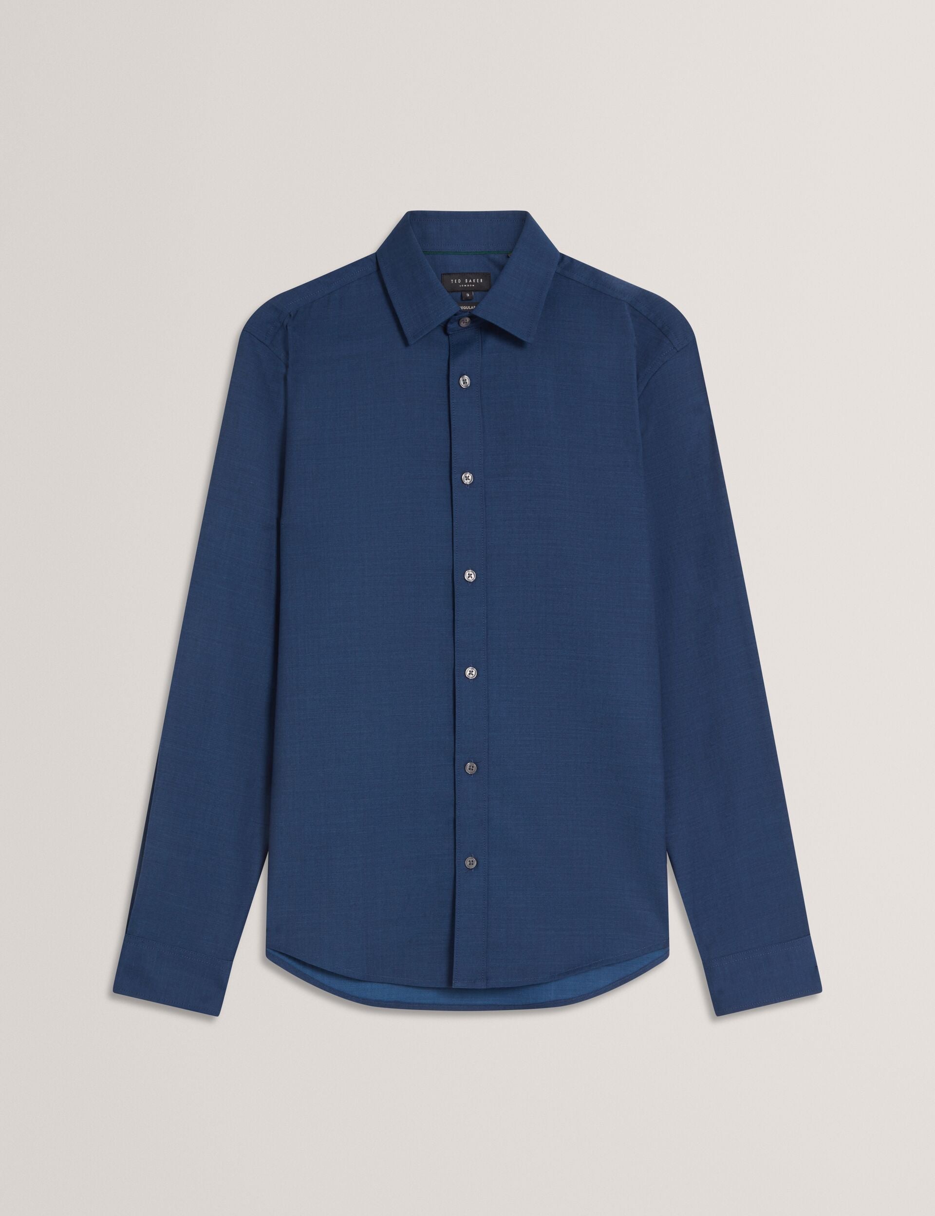 Ted Baker AIRTON Pure Wool Woven Long Sleeve Shirt BLUE