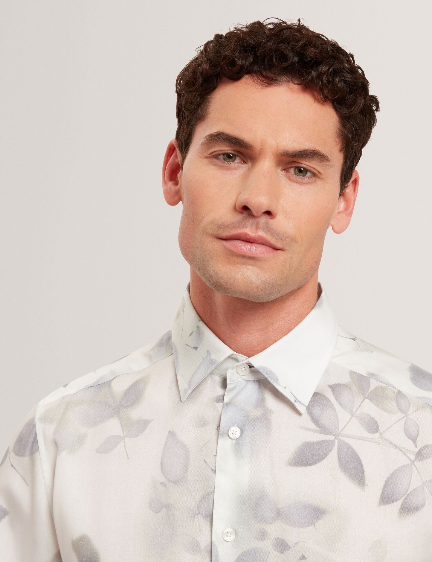 Ted Baker KALMILL Photograhic Leaf Print Regular Fit Shirt WHITE