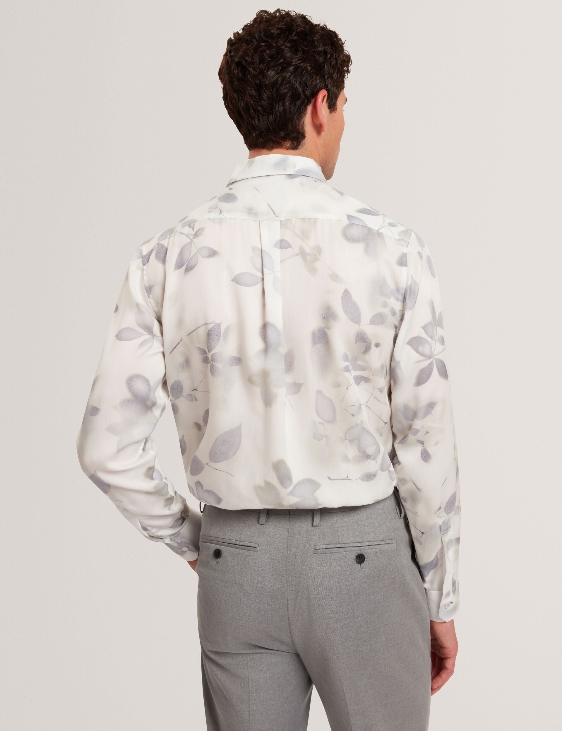 Ted Baker KALMILL Photograhic Leaf Print Regular Fit Shirt WHITE
