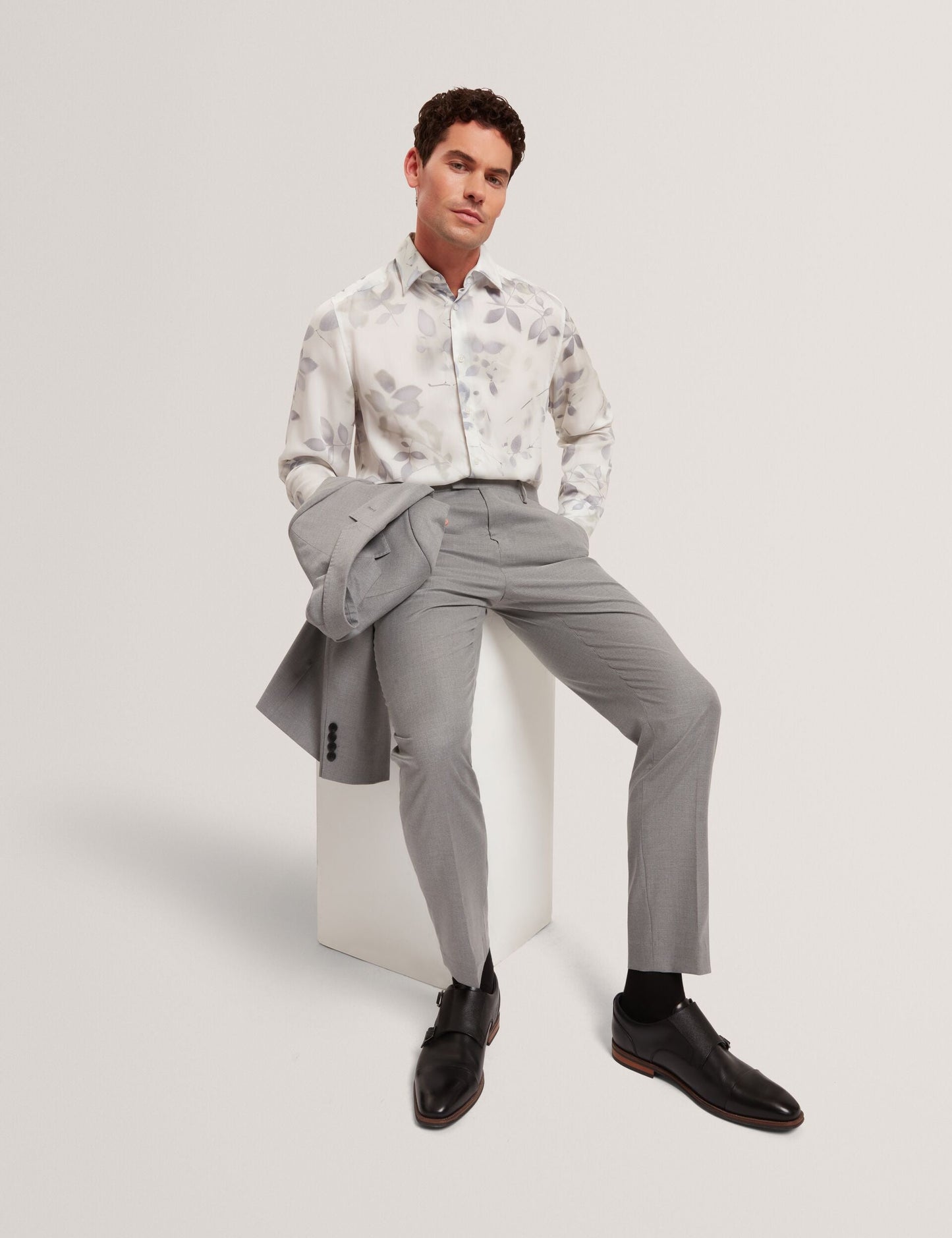Ted Baker KALMILL Photograhic Leaf Print Regular Fit Shirt WHITE