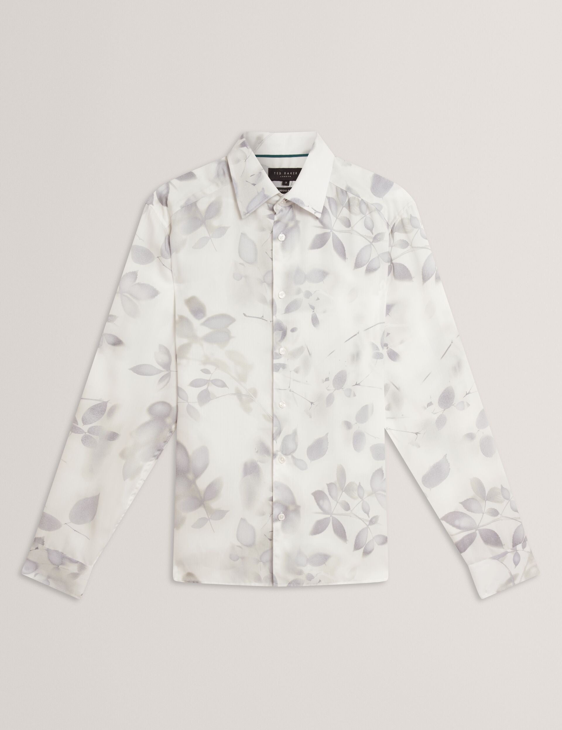 Ted Baker KALMILL Photograhic Leaf Print Regular Fit Shirt WHITE