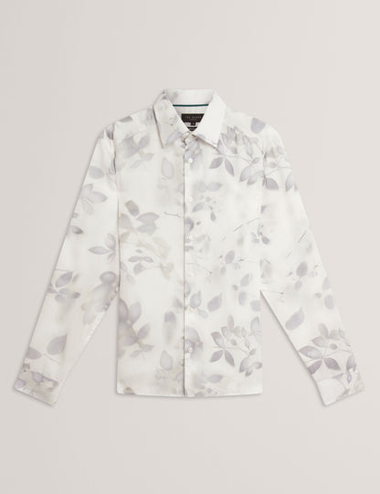 Ted Baker KALMILL Photograhic Leaf Print Regular Fit Shirt WHITE