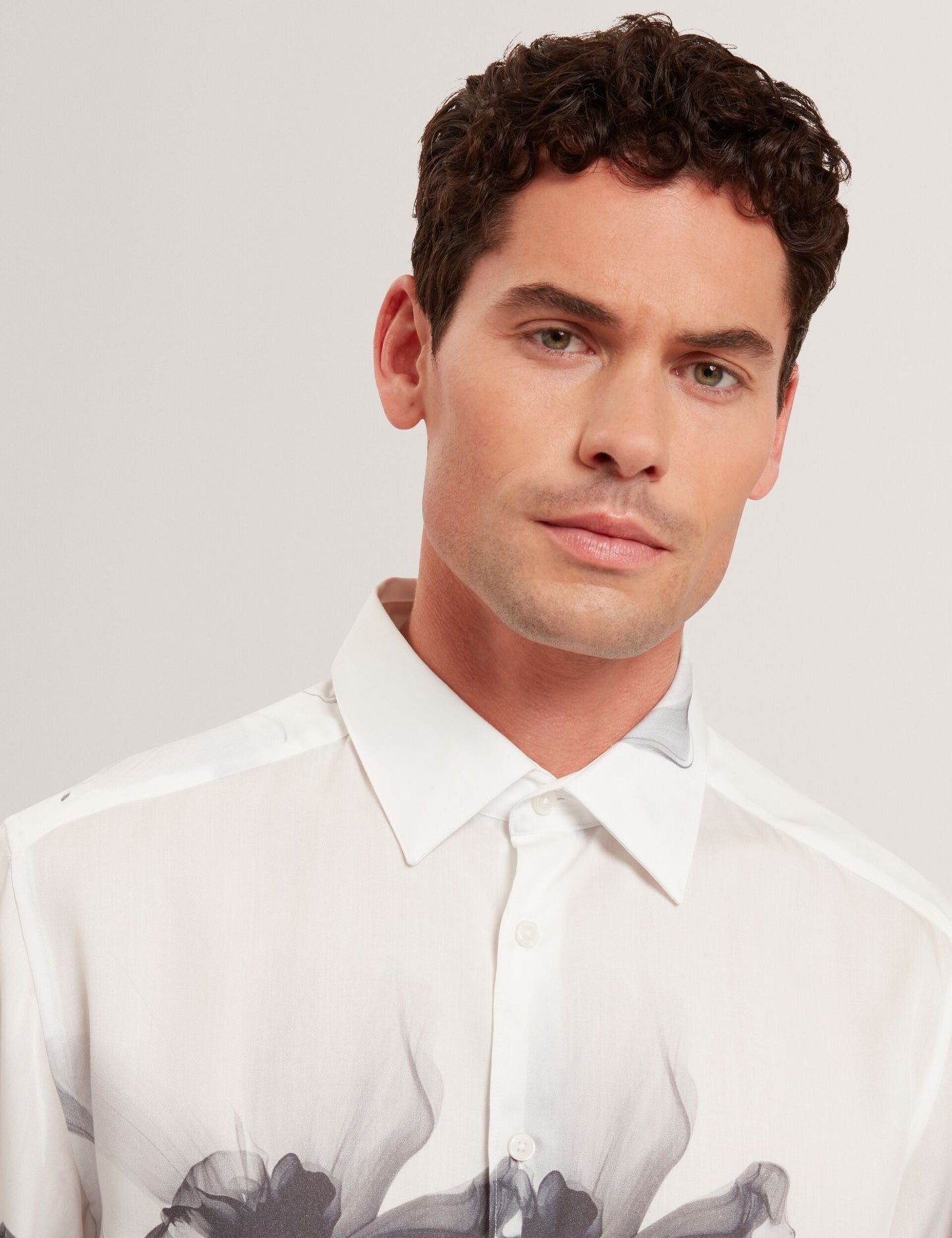 Ted Baker AMUND Monochrome Floral Long Sleeve Shirt WHITE
