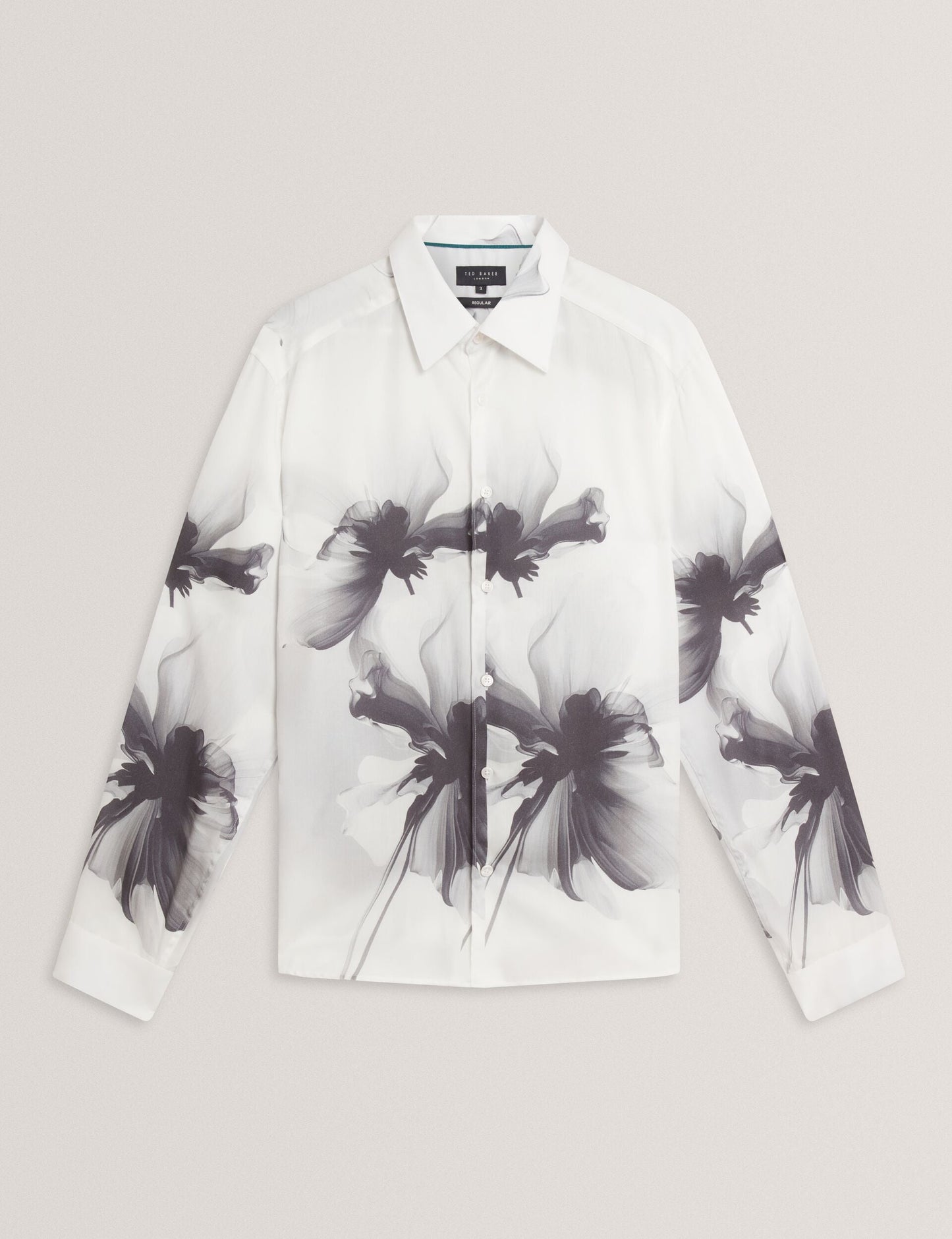 Ted Baker AMUND Monochrome Floral Long Sleeve Shirt WHITE
