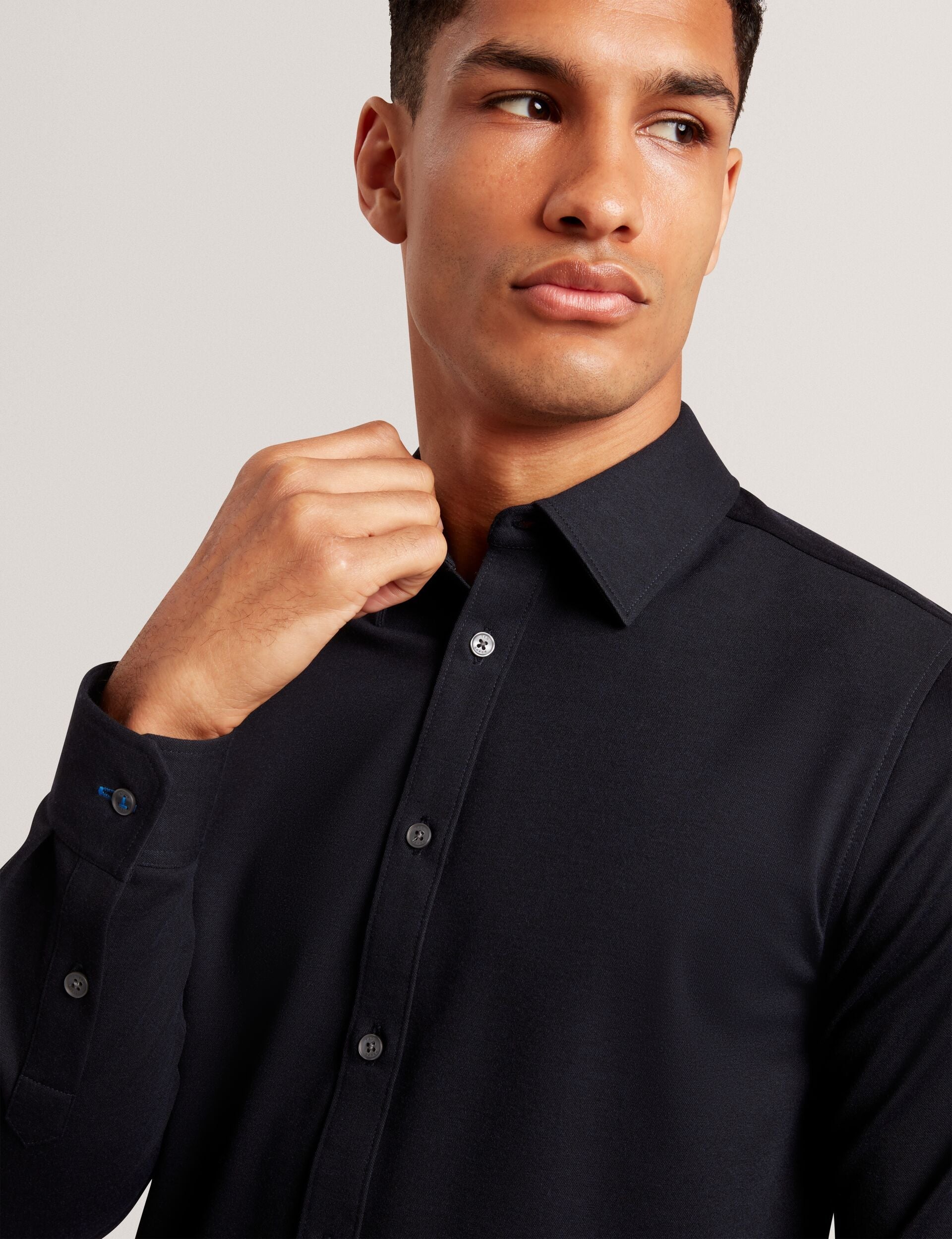 Ted Baker NORTUN Regular Fit Knitted Jersey Shirt NAVY