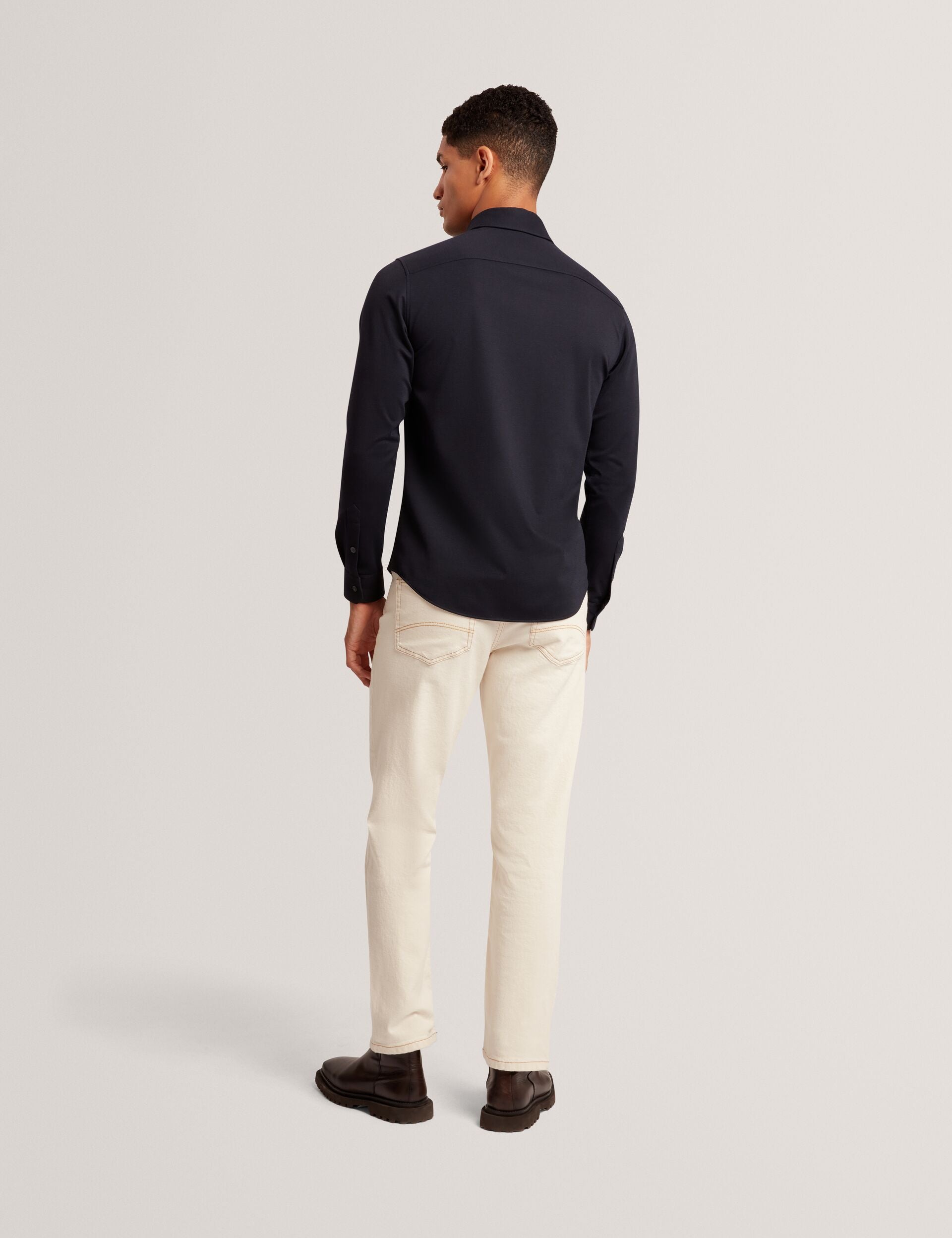 Ted Baker NORTUN Regular Fit Knitted Jersey Shirt NAVY