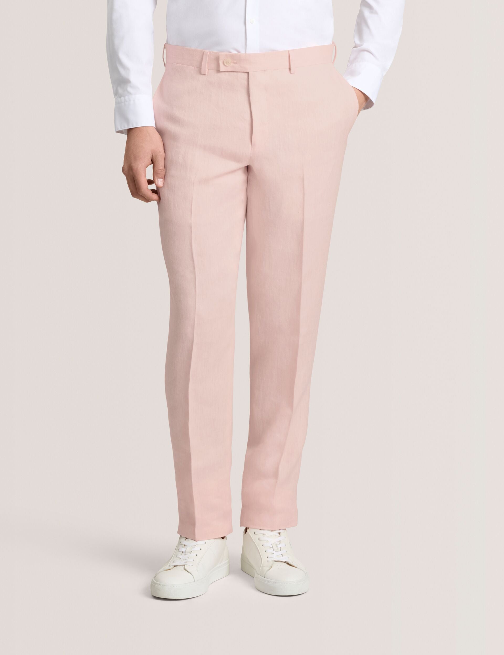Ted Baker WINTER - Flat Front Linen Suit Pant LT-PINK