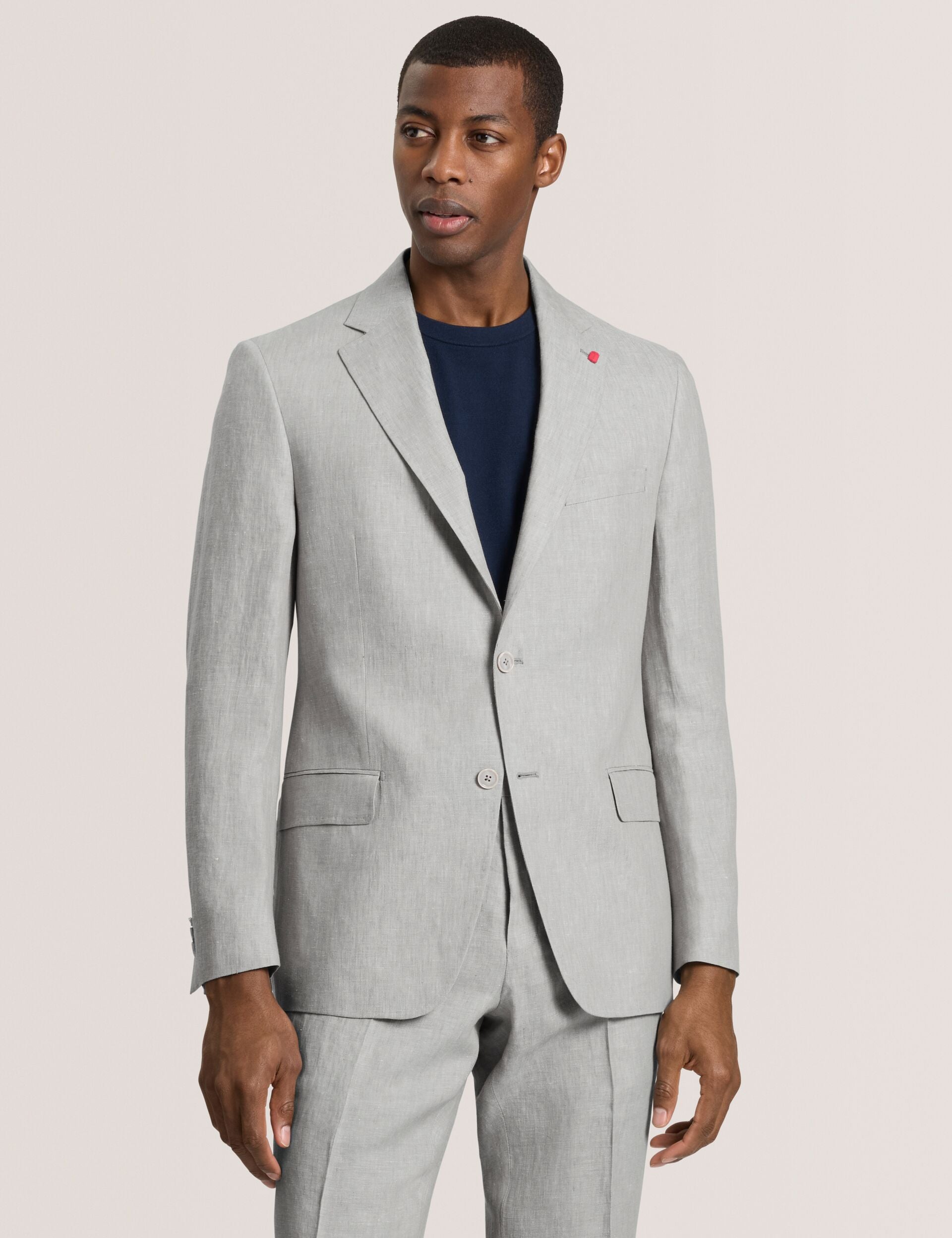 Ted Baker WINFRED - Single Breasted Two Button Notch Flat Front Linen Suit Jacket LT-GREY