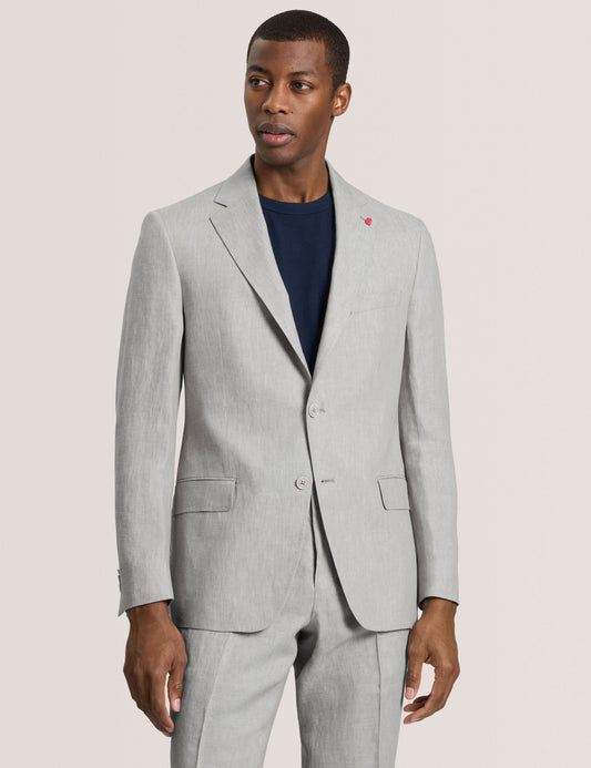 Ted Baker WINFRED - Single Breasted Two Button Notch Flat Front Linen Suit Jacket LT-GREY