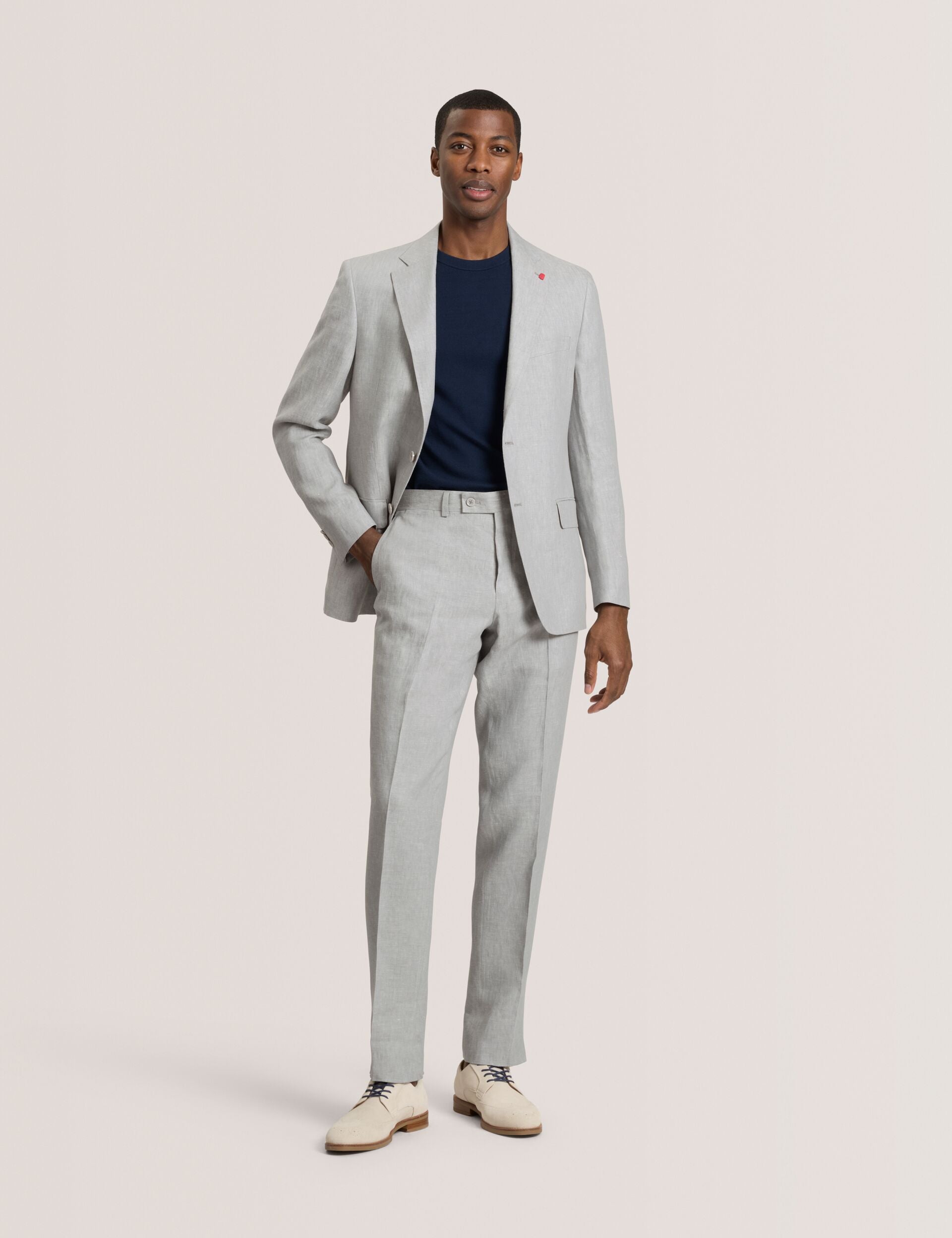 Ted Baker WINFRED - Single Breasted Two Button Notch Flat Front Linen Suit Jacket LT-GREY