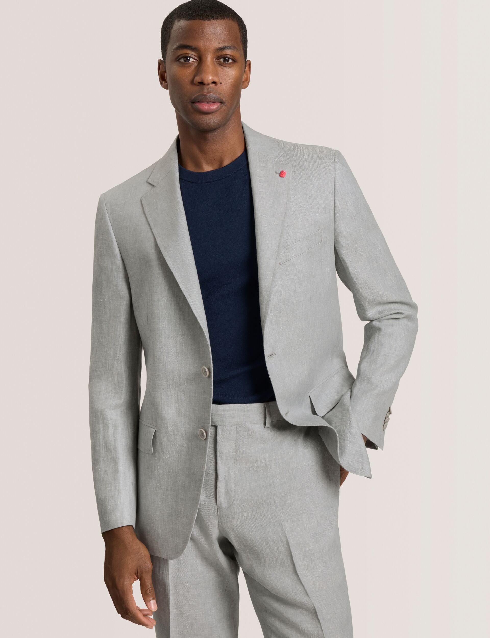 Ted Baker WINFRED - Single Breasted Two Button Notch Flat Front Linen Suit Jacket LT-GREY