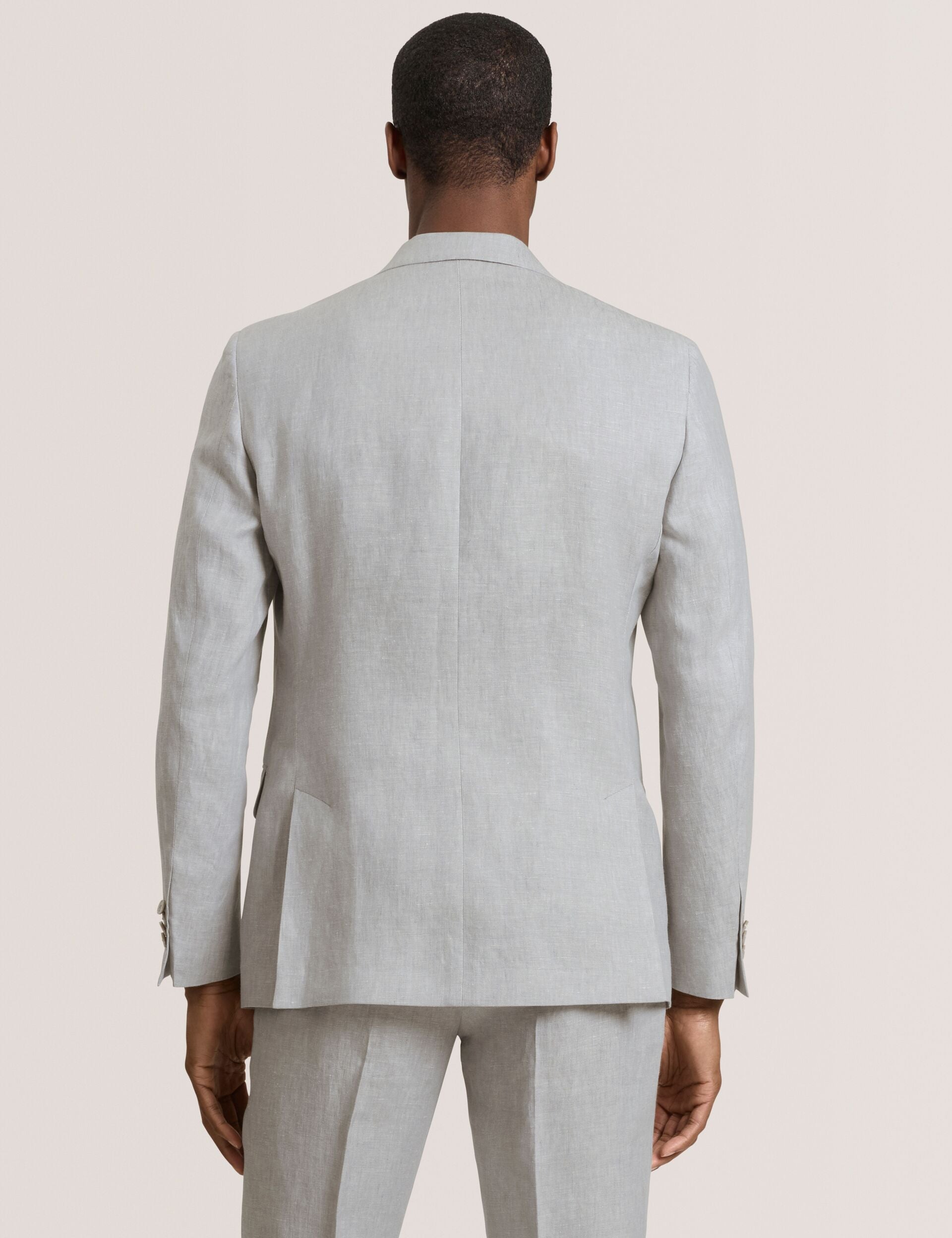 Ted Baker WINFRED - Single Breasted Two Button Notch Flat Front Linen Suit Jacket LT-GREY