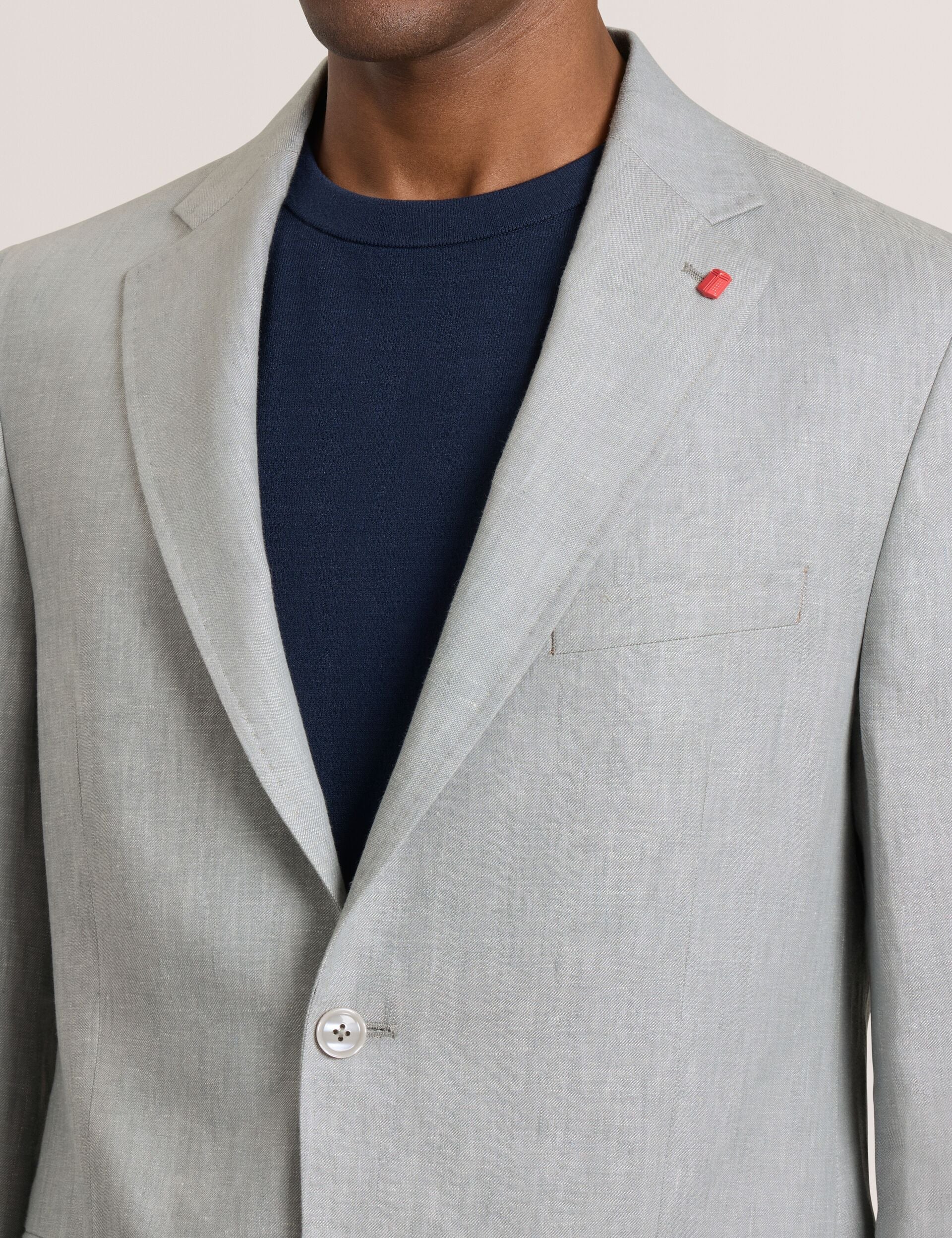 Ted Baker WINFRED - Single Breasted Two Button Notch Flat Front Linen Suit Jacket LT-GREY