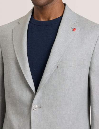 Ted Baker WINFRED - Single Breasted Two Button Notch Flat Front Linen Suit Jacket LT-GREY