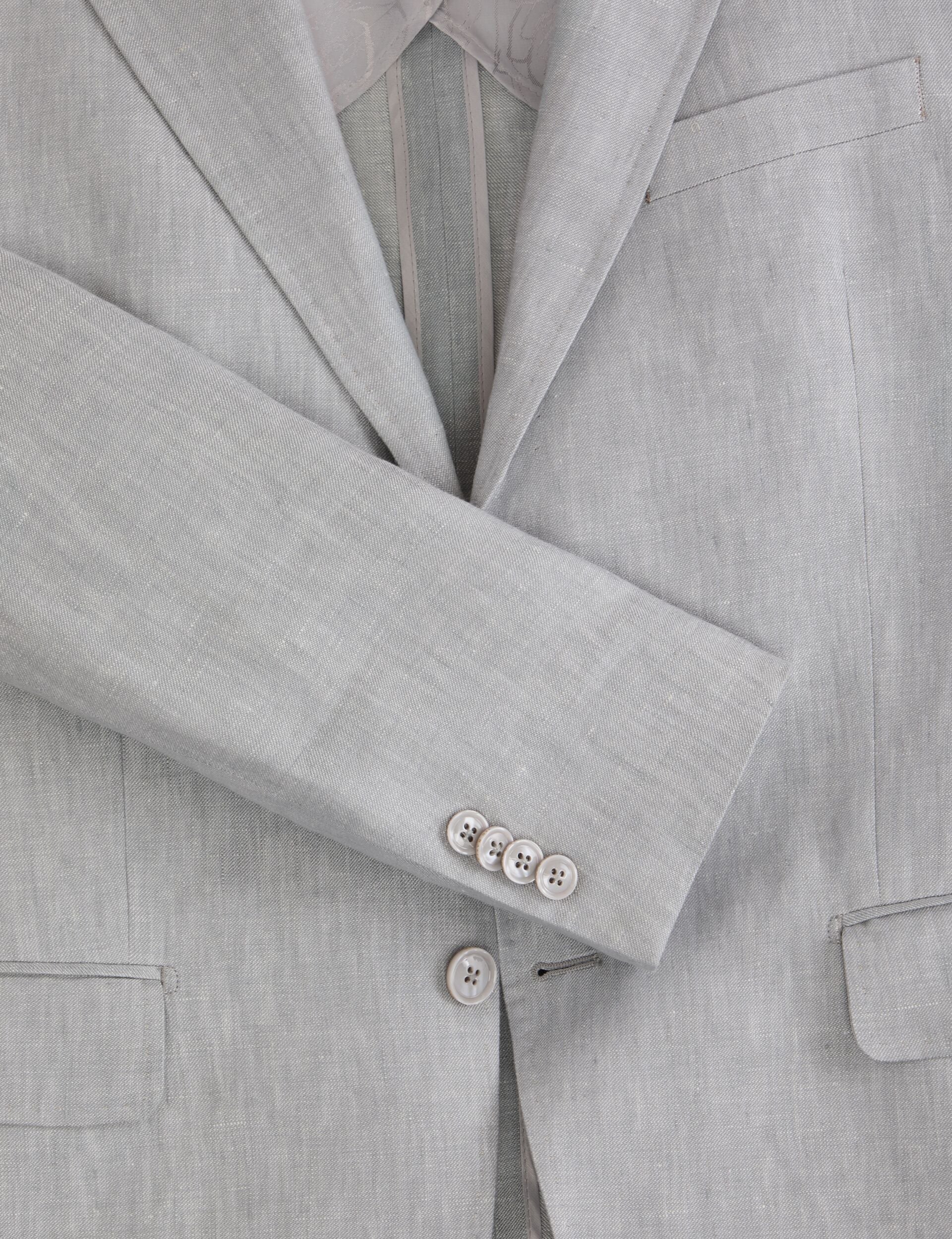 Ted Baker WINFRED - Single Breasted Two Button Notch Flat Front Linen Suit Jacket LT-GREY