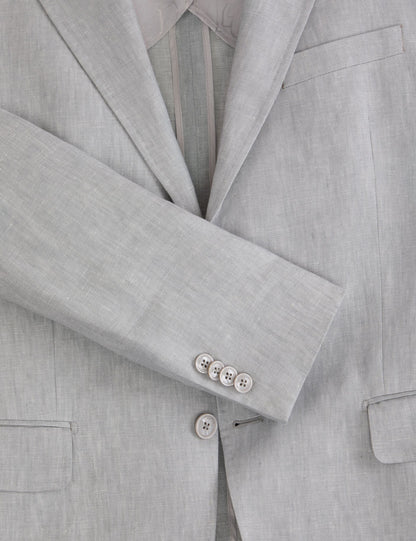 Ted Baker WINFRED - Single Breasted Two Button Notch Flat Front Linen Suit Jacket LT-GREY