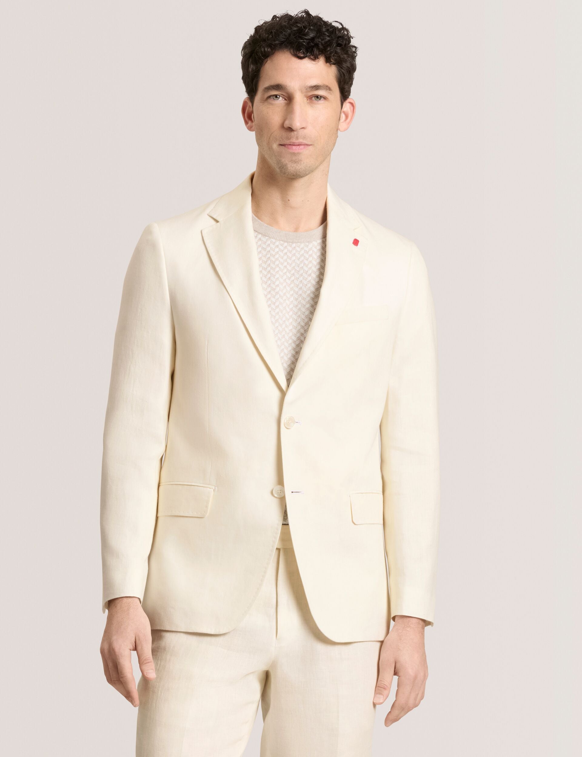 Ted Baker WINFRED - Single Breasted Two Button Notch Flat Front Linen Suit Jacket WHITE