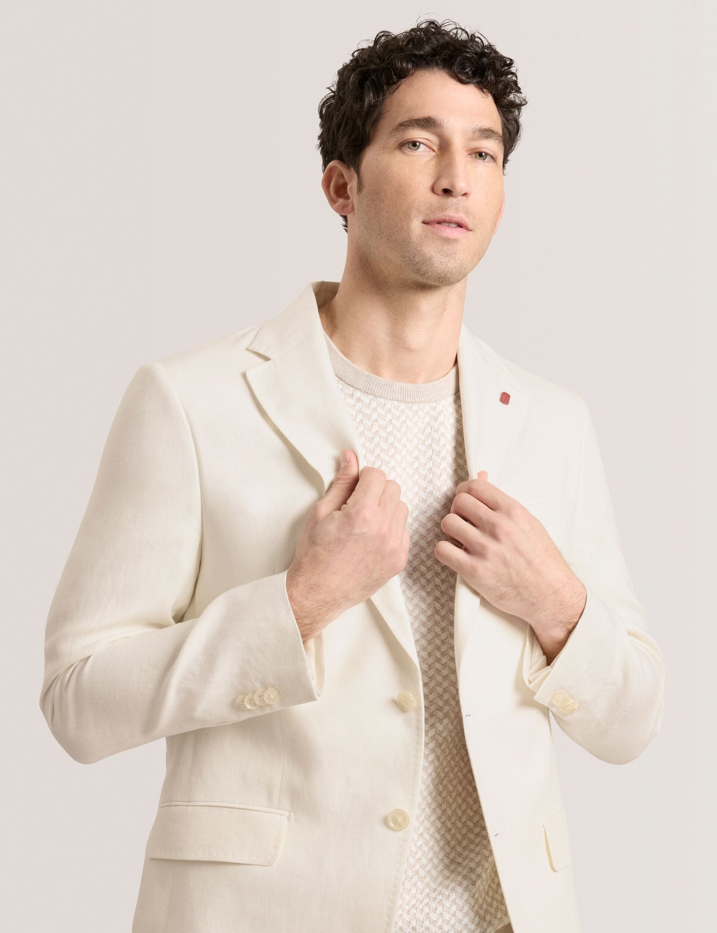 Ted Baker WINFRED - Single Breasted Two Button Notch Flat Front Linen Suit Jacket WHITE