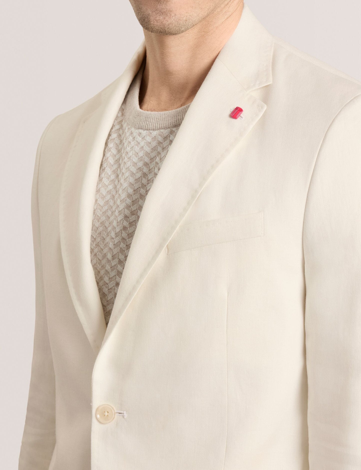Ted Baker WINFRED - Single Breasted Two Button Notch Flat Front Linen Suit Jacket WHITE