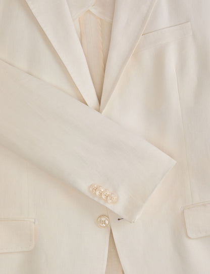 Ted Baker WINFRED - Single Breasted Two Button Notch Flat Front Linen Suit Jacket WHITE