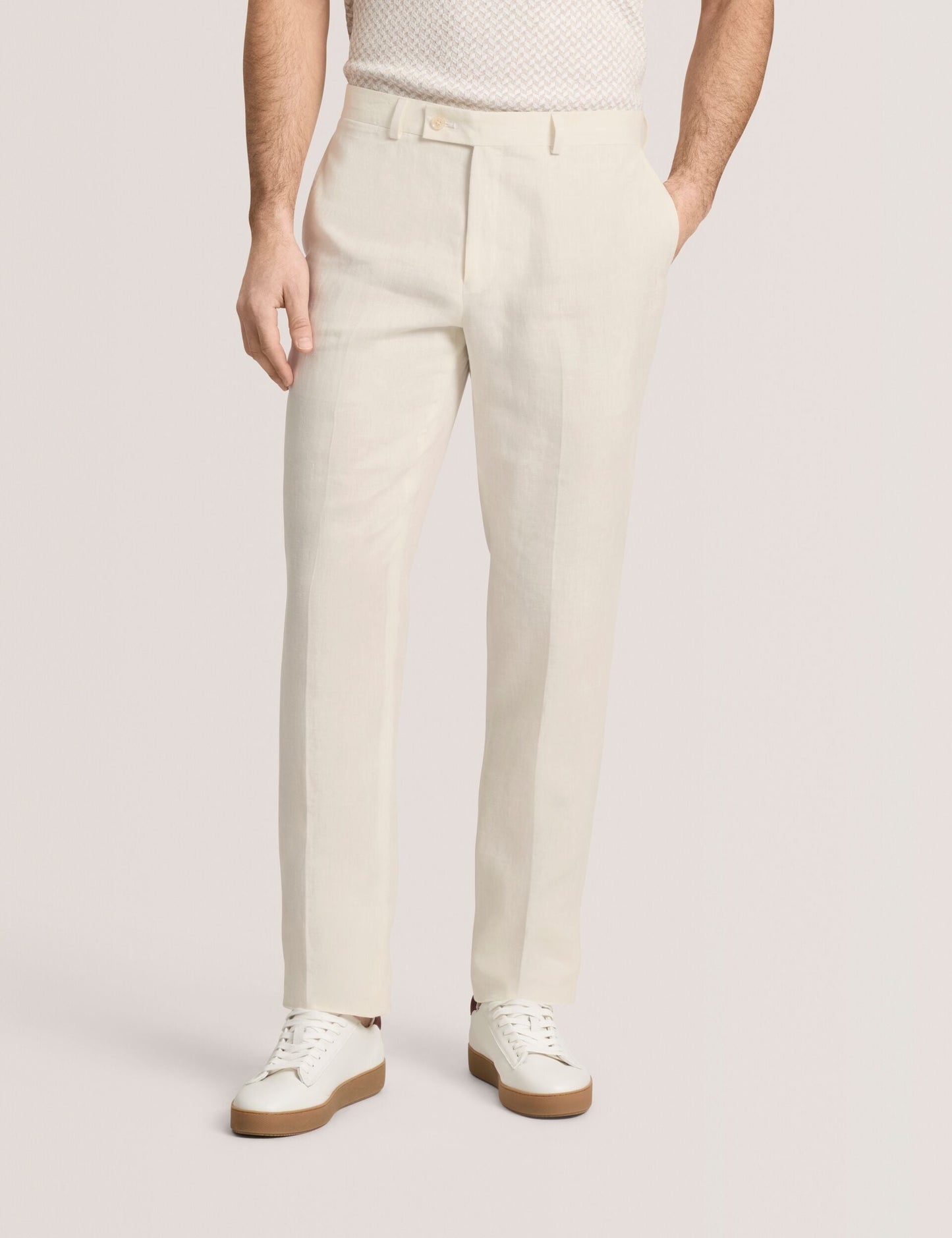 Ted Baker WINTER - Flat Front Linen Suit Pant WHITE