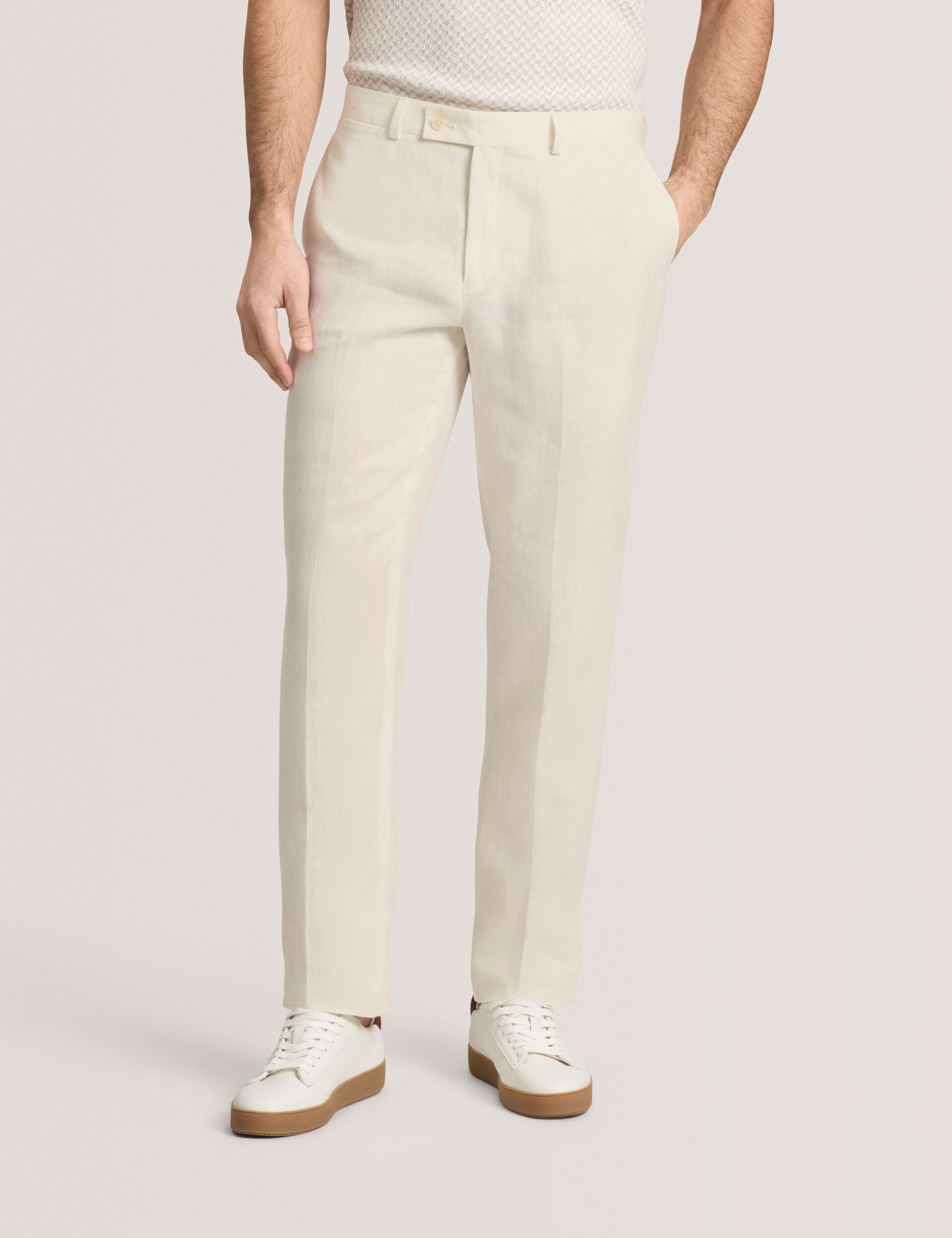 Ted Baker WINTER - Flat Front Linen Suit Pant WHITE