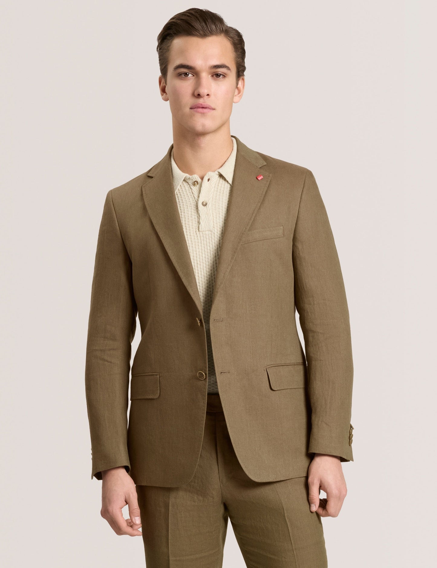 Ted Baker WINFRED - Single Breasted Two Button Notch Flat Front Linen Suit Jacket OLIVE