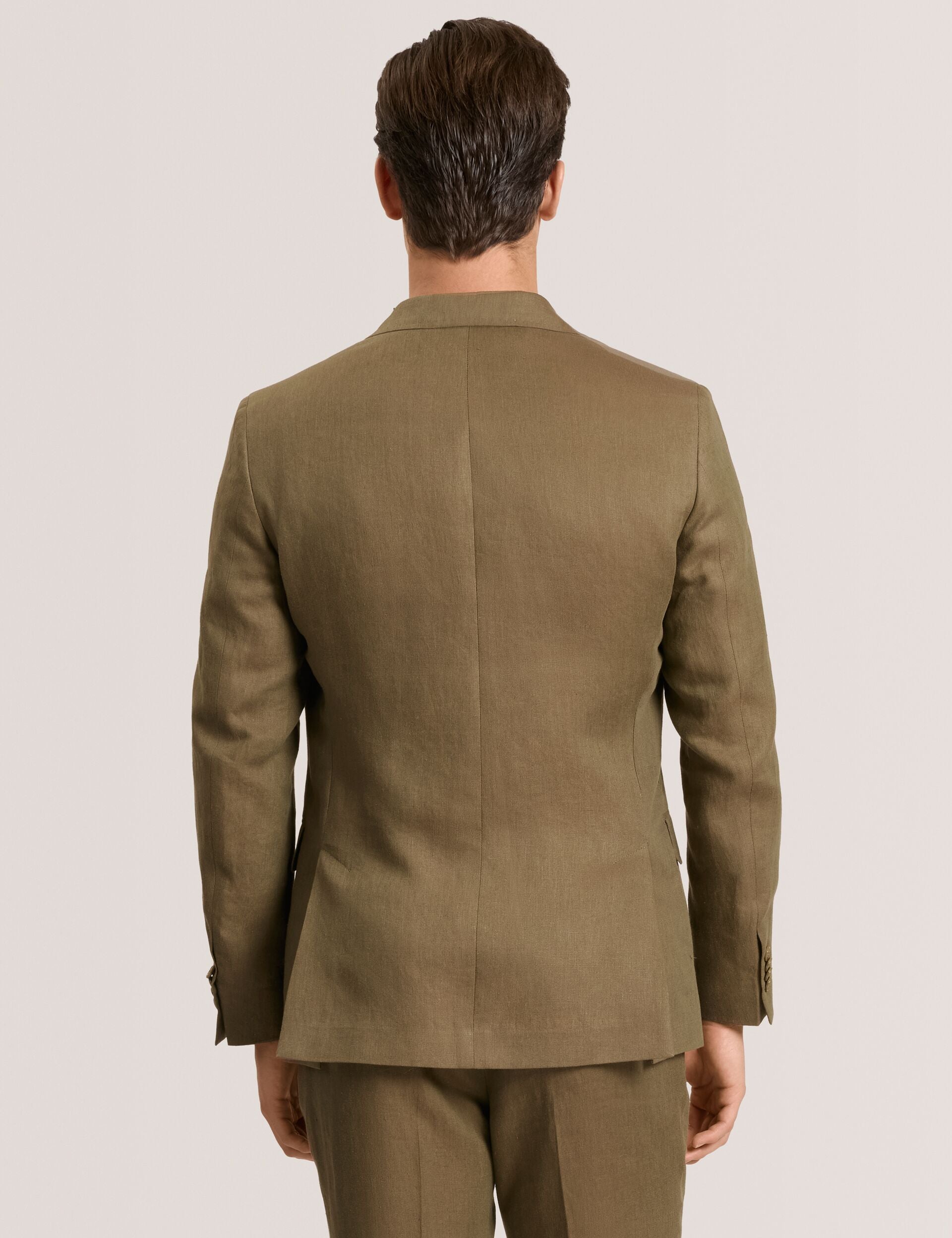 Ted Baker WINFRED - Single Breasted Two Button Notch Flat Front Linen Suit Jacket OLIVE