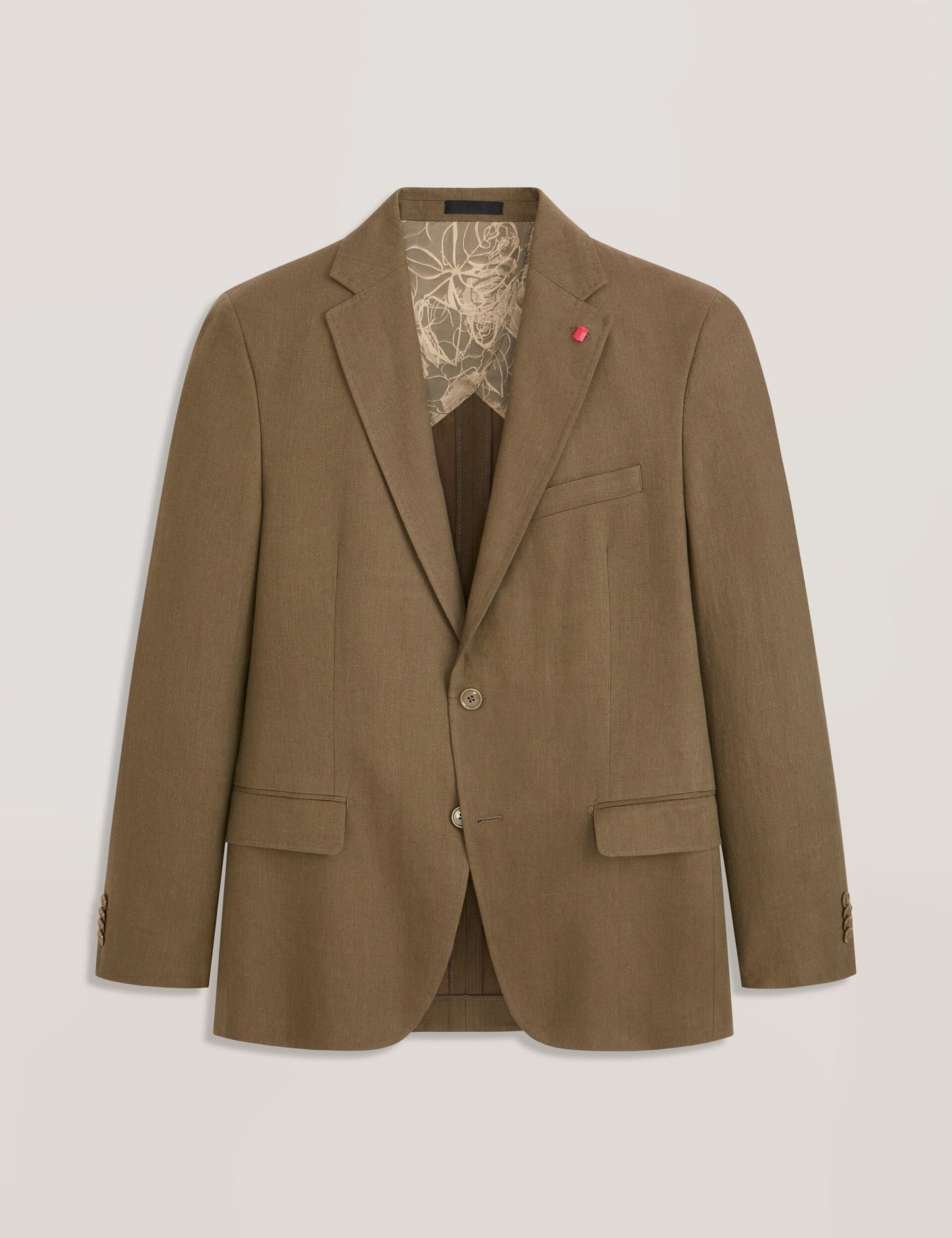Ted Baker WINFRED - Single Breasted Two Button Notch Flat Front Linen Suit Jacket OLIVE