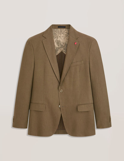 Ted Baker WINFRED - Single Breasted Two Button Notch Flat Front Linen Suit Jacket OLIVE